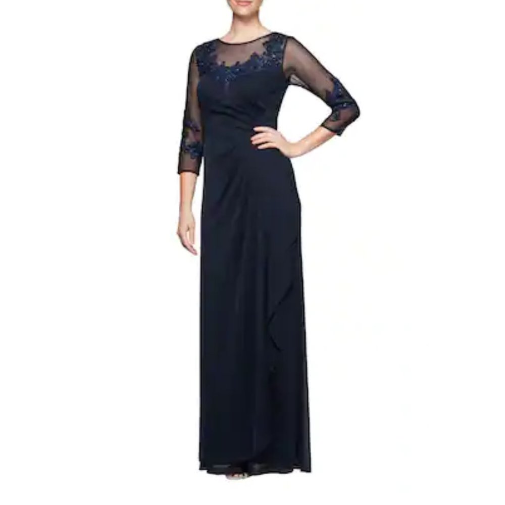 Alex Evenings Women's Long A-line Sweetheart Neck Dress